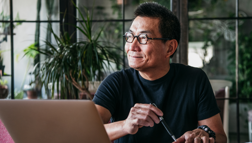 Older man in computer